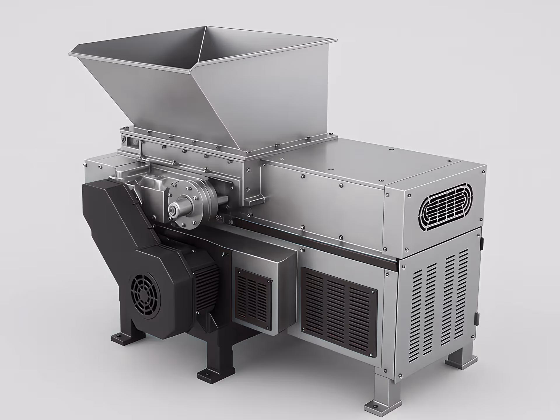 Rumtoo Machine single‑shaft plastic shredder with hydraulic pusher